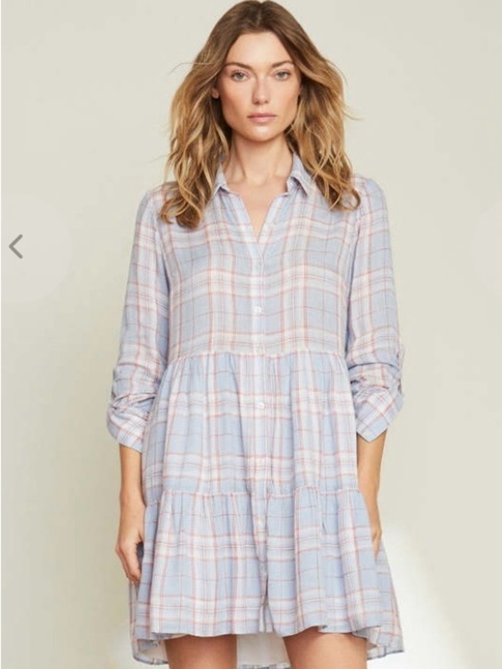 Veronica Beard Jemila Plaid Tiered Shirtdress xs